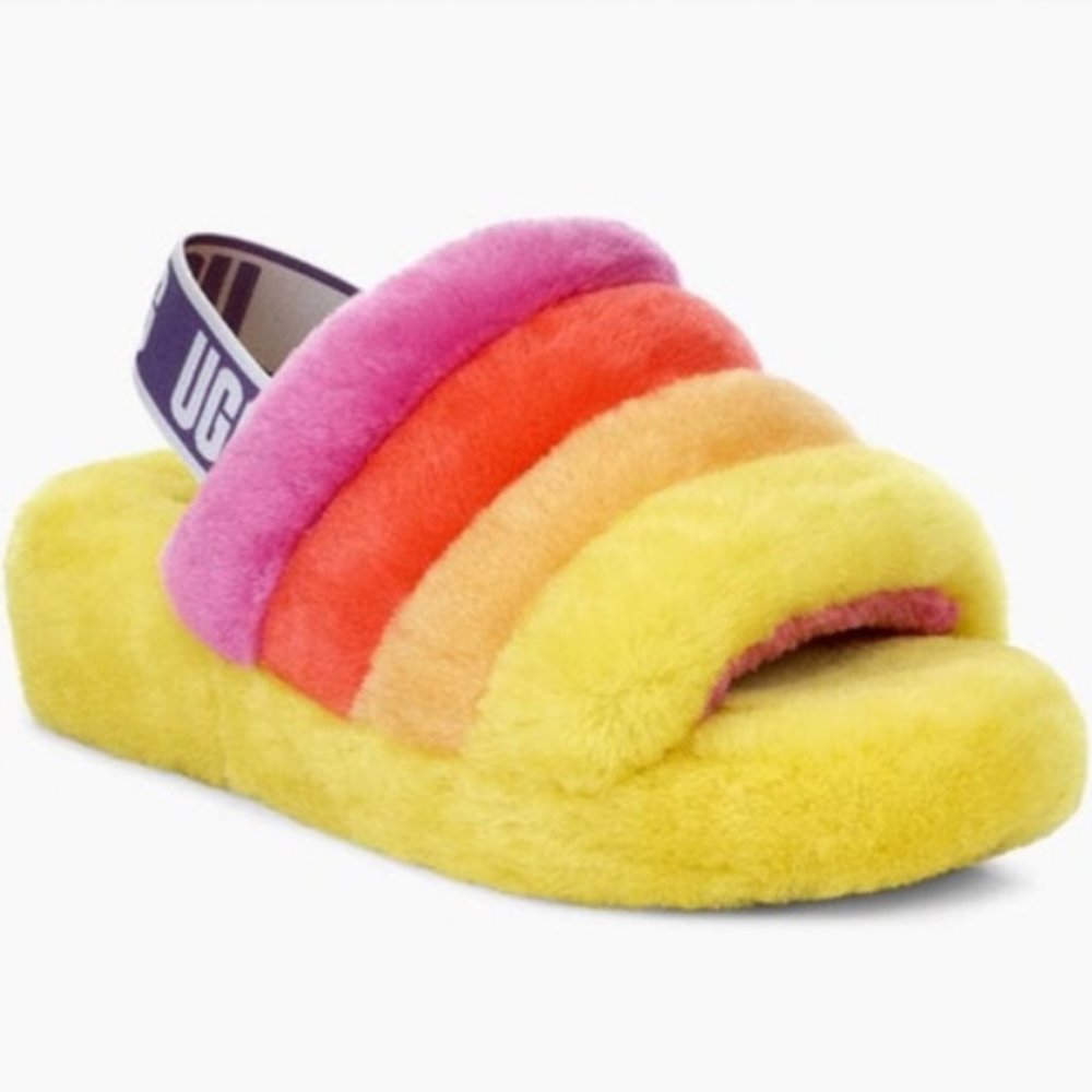 UGG Pride Fluff Yeah Rainbow SLIPPERS Slide